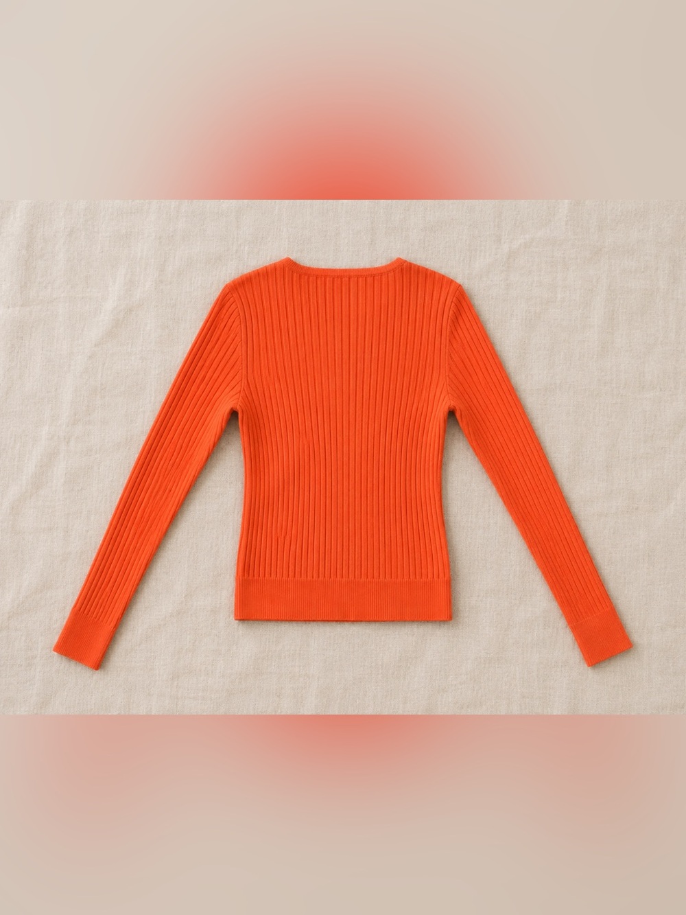 NWT Vera Perla Orange Ribbed Knit V Neck Sweater Small - Picture 4 of 5